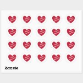Rode polka harten wit ronde sticker (Vel)