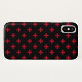 Rode polka kruist zwart Case-Mate iPhone case (Achterkant (horizontaal))