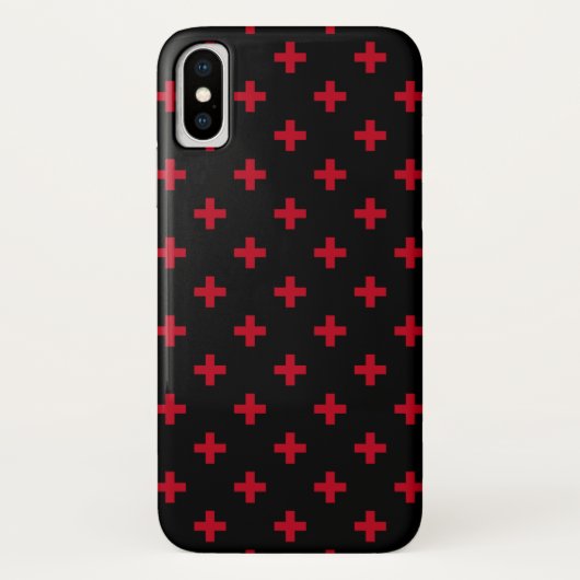 Rode polka kruist zwart Case-Mate iPhone case (Achterkant)