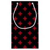 Rode polka kruist zwart klein cadeauzakje (Achterkant)