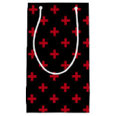 Rode polka kruist zwart klein cadeauzakje (Voorkant)