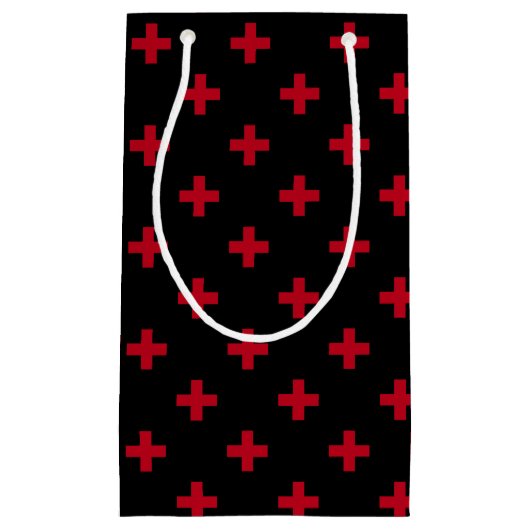 Rode polka kruist zwart klein cadeauzakje (Voorkant)