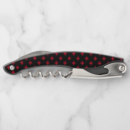 Rode polka kruist zwart kurkentrekker (Achterkant)