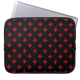 Rode polka kruist zwart laptop sleeve