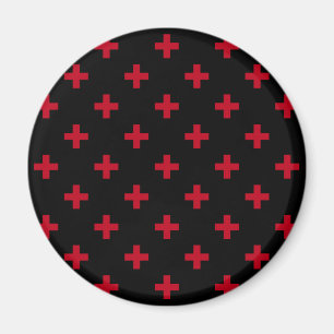 Rode polka kruist zwart magneet