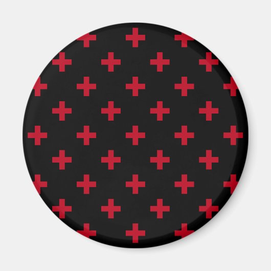 Rode polka kruist zwart magneet (Voorkant)