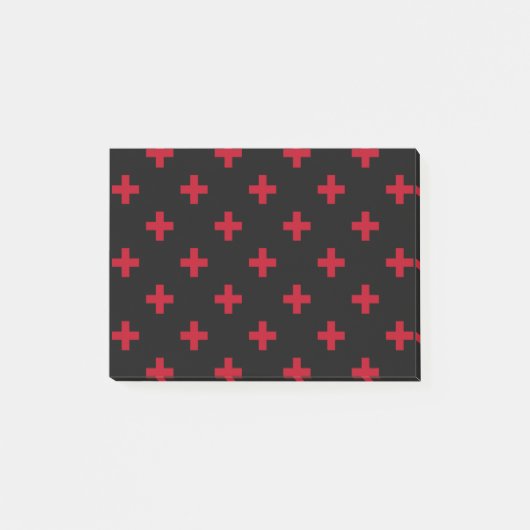 Rode polka kruist zwart post-it® notes (Voorkant)