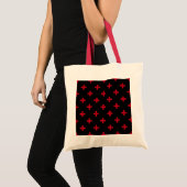 Rode polka kruist zwart tote bag (Voorkant (product))
