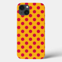 Rode polka-punten op gele Hoesje-Mate iPhone case