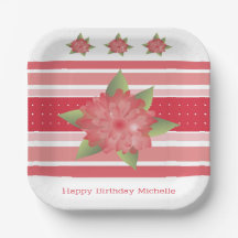 Rode polka stip en bloemig