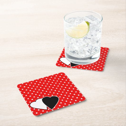 Rode polka stip kartonnen onderzetters (Insitu)