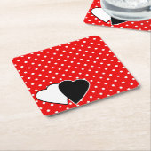 Rode polka stip kartonnen onderzetters (Schuin)