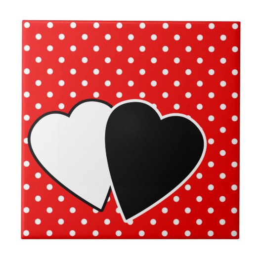 Rode polka stip tegeltje (Voorkant)