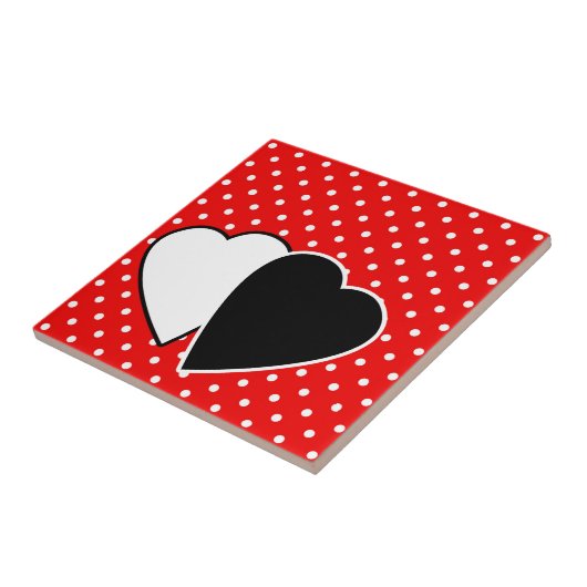 Rode polka stip tegeltje (Zijkant)