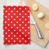 Rode polka stip theedoek (Quarter Fold)