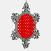 Rode polka stip tin sneeuwvlok ornament (Links)