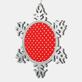 Rode polka stip tin sneeuwvlok ornament (Rechts)