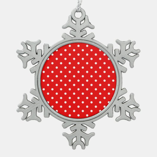 Rode polka stip tin sneeuwvlok ornament (Voorkant)
