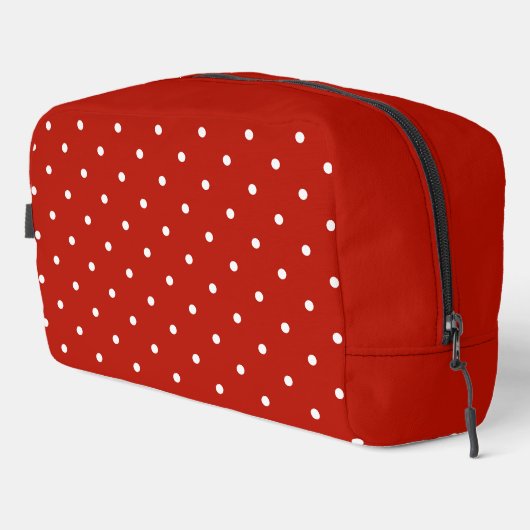 Rode polka stip toilettasje (Rechterhoek)
