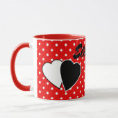 Rode polka stippen mok (Links)