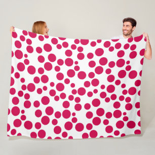 rode polka stippen op een witte achtergrond fleece deken