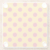 Rode polka-stippen op geel glazen onderzetter (Achterkant)