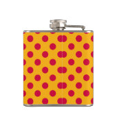 Rode polka-stippen op geel heupfles (Achterkant)