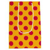 Rode polka-stippen op geel medium cadeauzakje (Achterkant)