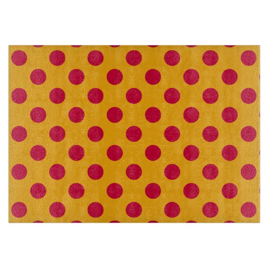 Rode polka-stippen op geel snijplank (Voorkant)