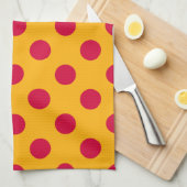 Rode polka-stippen op geel theedoek (Quarter Fold)
