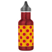 Rode polka-stippen op geel waterfles  (Links)