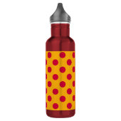 Rode polka-stippen op geel waterfles  (Links)