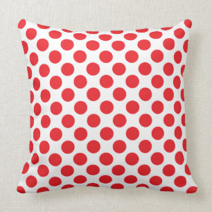 Rode polka stippen op witte sierkussen, 50 x 50 cm kussen