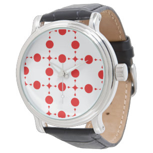 Rode polka stippen, polka stippenpatroon, stippen, horloge