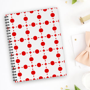 Rode polka stippen, polka stippenpatroon, stippen, notitieboek