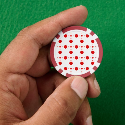 Rode polka stippen, polka stippenpatroon, stippen, poker chips (Hand)