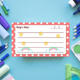 Rode polka-stippen, schattige sterren en regenboge post-it® notes