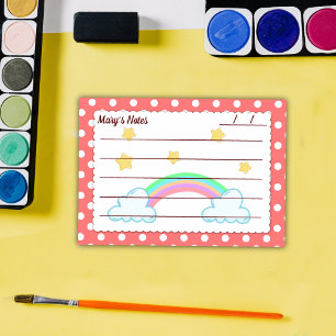 Rode polka-stippen, schattige sterren en regenboge post-it® notes