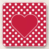 Rode + Polka witte Stippen Bier Onderzetter (Voorkant)