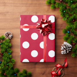 Rode + Polka witte Stippen Cadeaupapier