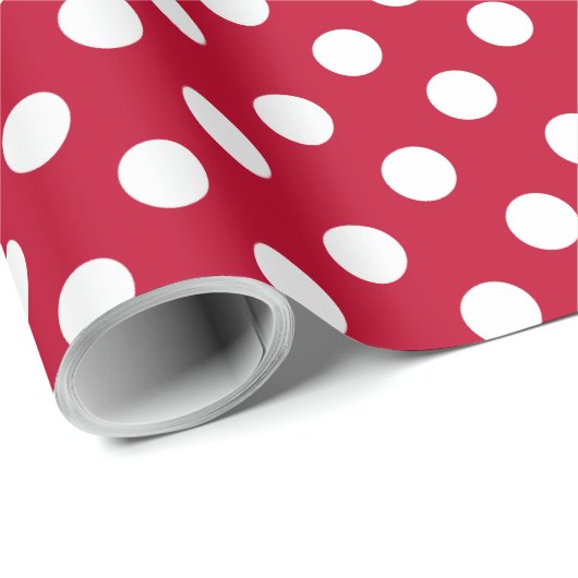 Rode + Polka witte Stippen Cadeaupapier (Rol Hoek)