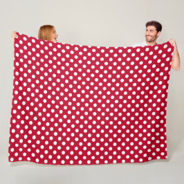 Rode + Polka witte Stippen Fleece Deken