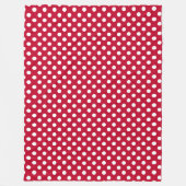 Rode + Polka witte Stippen Fleece Deken (Voorkant)