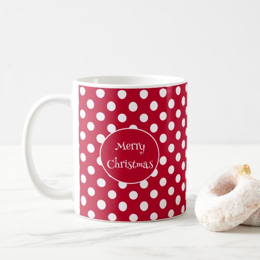 Rode + Polka witte Stippen Koffiemok (Met donut)