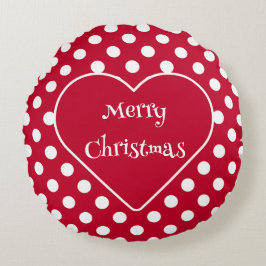 Rode + Polka witte Stippen Rond Kussen