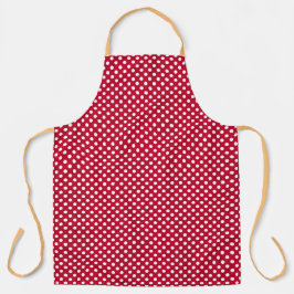 Rode + Polka witte Stippen Schort
