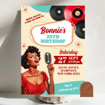 Rode Polkadot Retro 50s Pin Up Girls Verjaardag vo