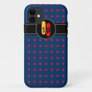 rode polkadots en je initialen iPhone 11 hoesje