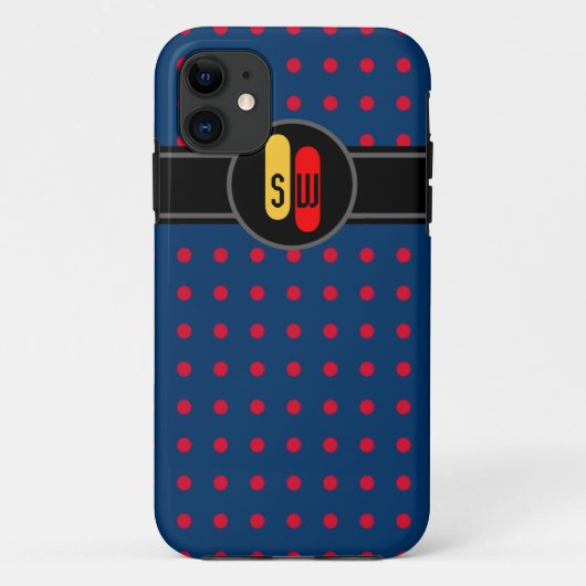 rode polkadots en je initialen Case-Mate iPhone case (Achterkant)