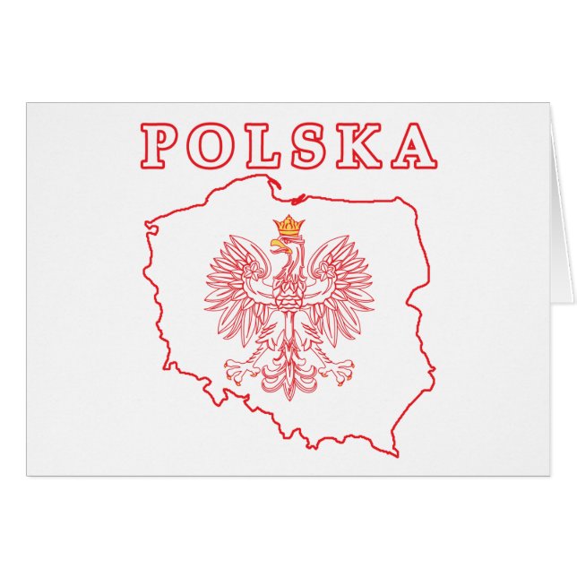 Rode Polska kaart met Eagle (Voorkant Horizontaal)